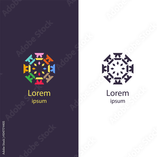 Modern and stylish logo with abstract shapes. Ideal for brands seeking a unique and minimalist design, emphasizing balance and creativity.