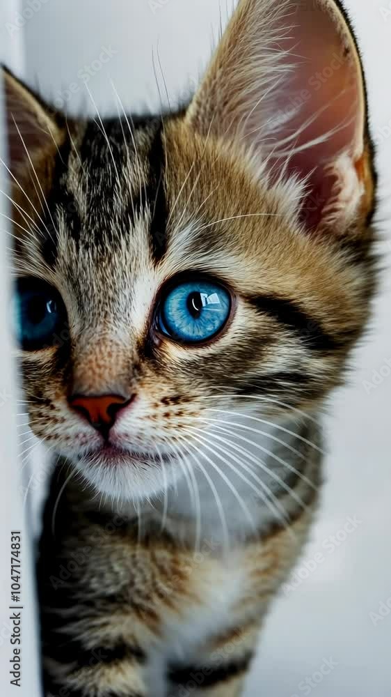 Curious kitten investigating its surroundings with bright blue eyes Curious kitten investigating its surroundings with bright blue eyes