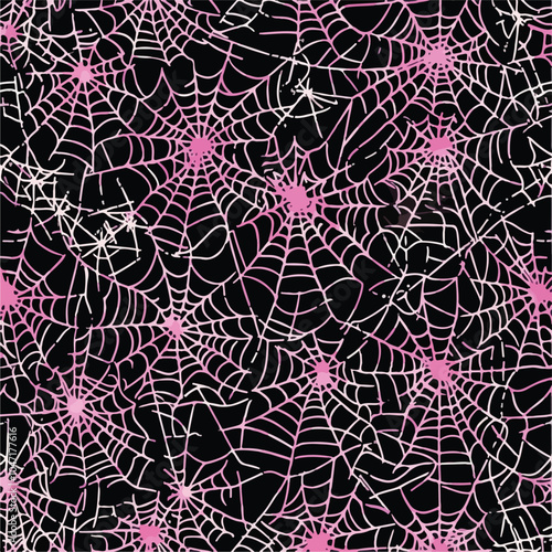 Pink Stylized Cobweb Seamless Pattern
