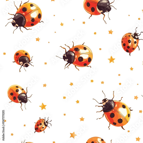 Bright Ladybugs Seamless Pattern for Nature Lovers and Kids Rooms