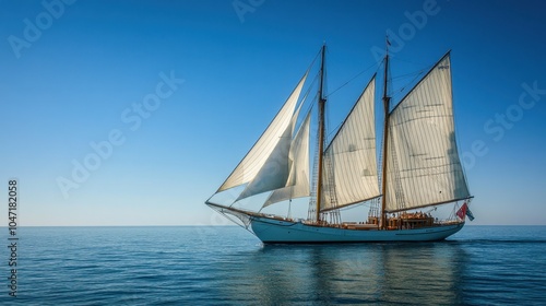 Majestic Sailing Ship on Calm Ocean Water