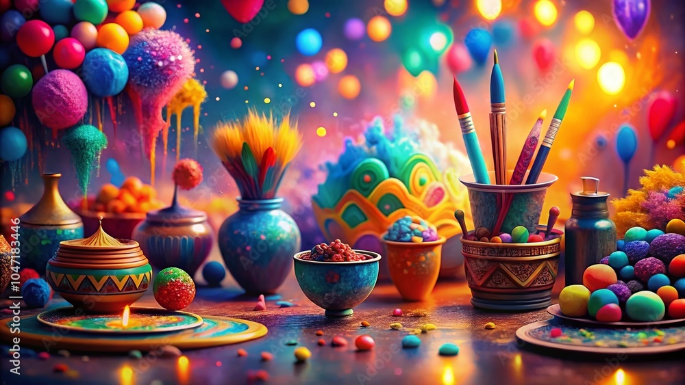 Fototapeta premium Vibrant Creative Celebration - Fierce Femme Fiesta of Colorful Artistry and Generative AI Inspiration