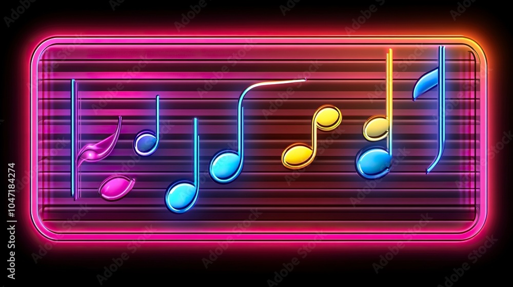 Obraz premium Music melody neon realistic vector desgin for musical apps and websites background,generative ai