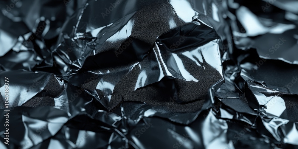 Abstract Crinkled Black Fabric Texture Dark Glossy Wrinkled Material Background Abstract Crinkled Black Fabric Texture Dark Glossy Wrinkled Material Background