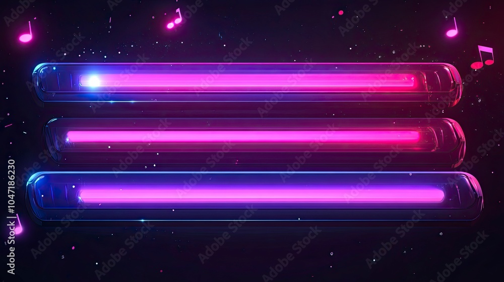 Obraz premium Music melody neon realistic vector desgin for musical apps and websites background,generative ai