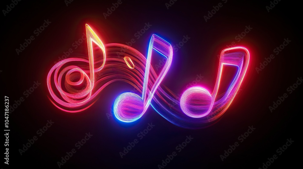 Music melody neon realistic vector desgin for musical apps and websites background,generative ai Music melody neon realistic vector desgin for musical apps and websites background,generative ai