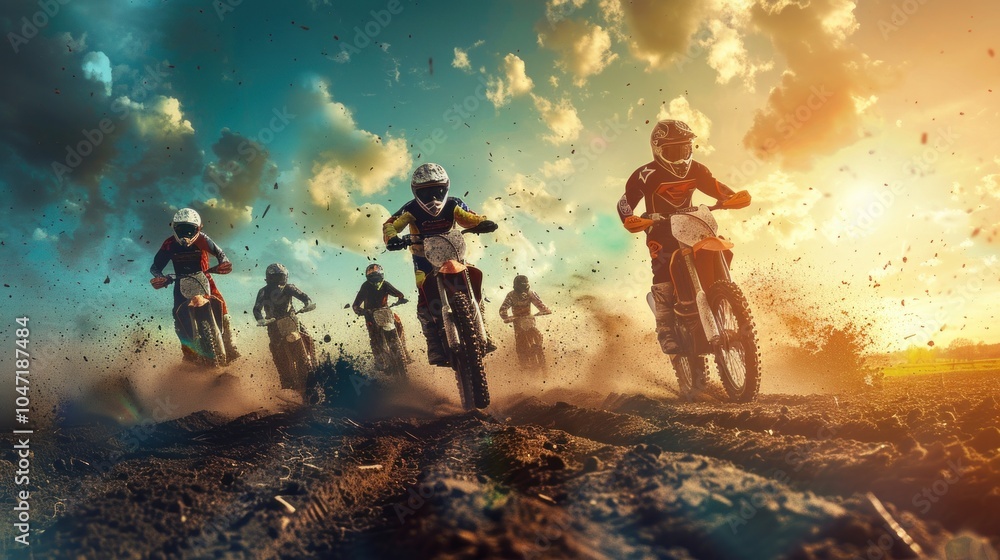 Fototapeta premium Motocross rider on the track
