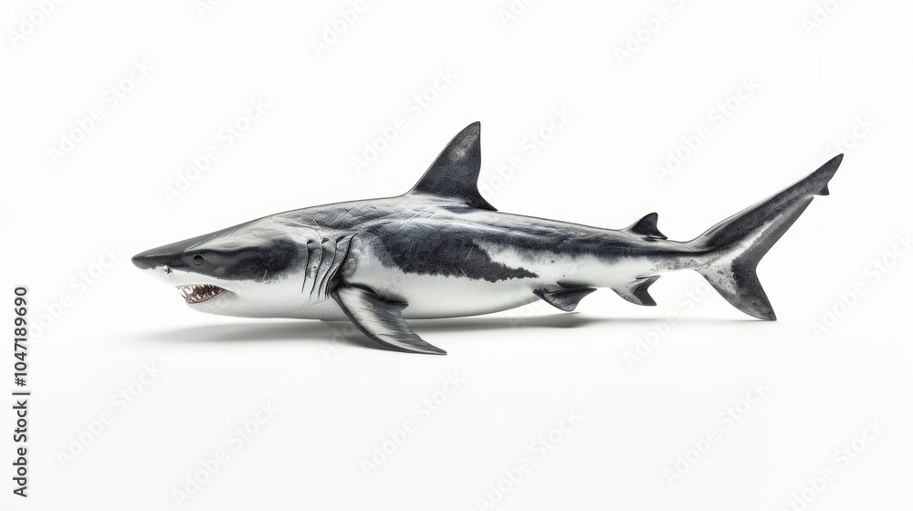 Fototapeta premium A single great white shark with an open mouth and sharp teeth