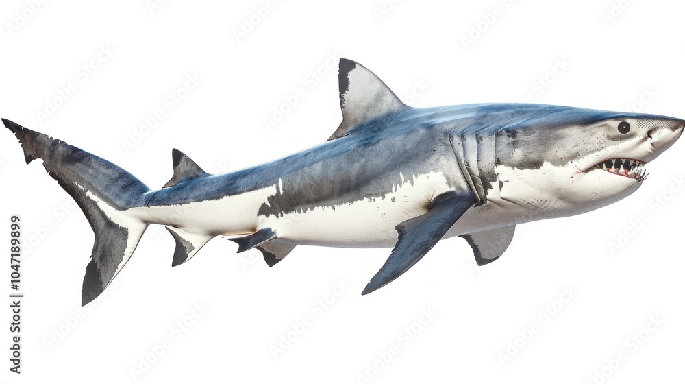 Fototapeta premium A Great White Shark Swimming with Open Mouth