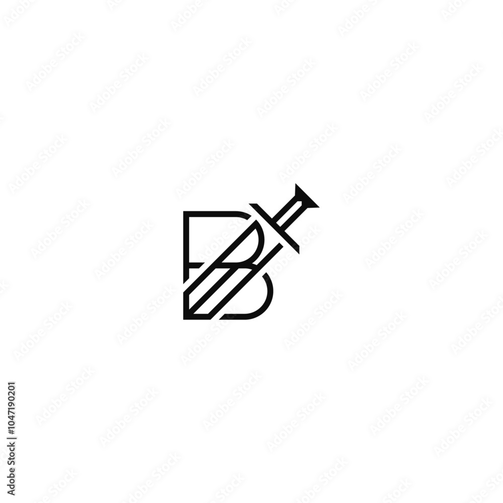 B letter in sword shape logo design concept. B letter in sword shape logo design concept.