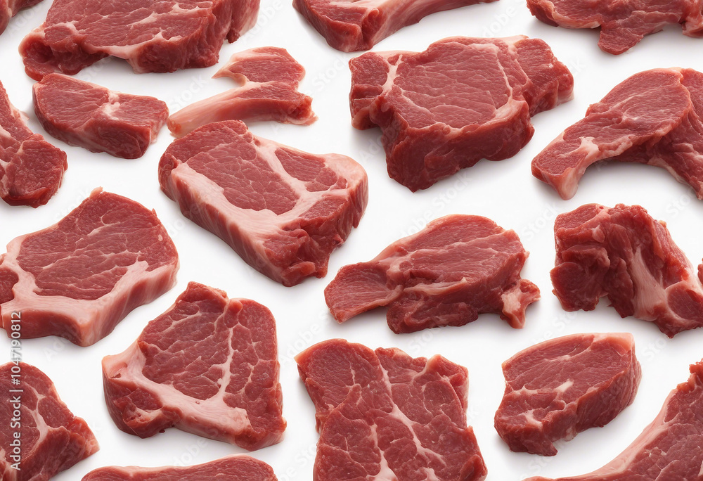 Fototapeta premium Meat beef isolated on white background full depth of field