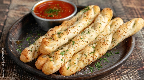 Garlic Knots with Marinara Sauce and Parsley