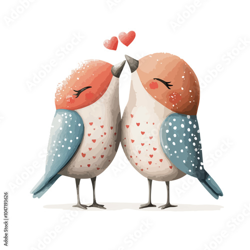 Sweet Ceramic Birds Show Affection in Winter Season