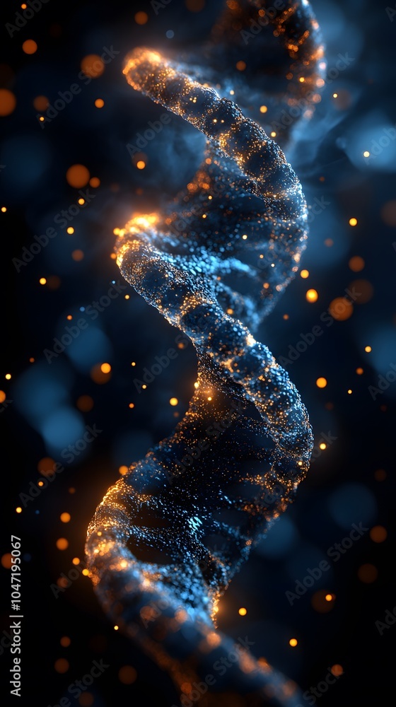 Abstract DNA Structure with Glowing Particles Abstract DNA Structure with Glowing Particles