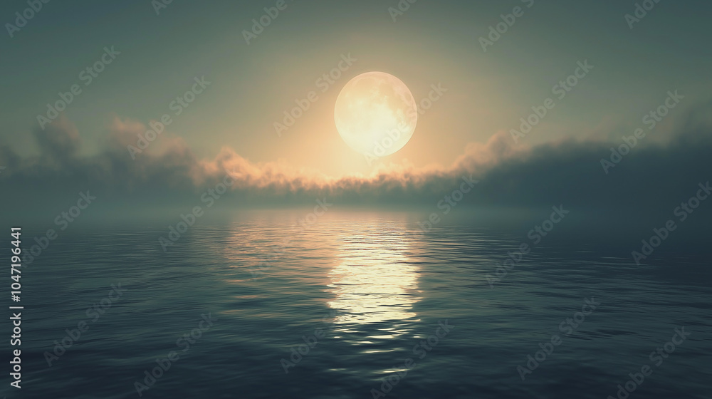 Soft, wispy clouds illuminated by the gentle glow of the moon, casting a tranquil ambiance over a calm, reflective lake at twilight. Soft, wispy clouds illuminated by the gentle glow of the moon, casting a tranquil ambiance over a calm, reflective lake at twilight.