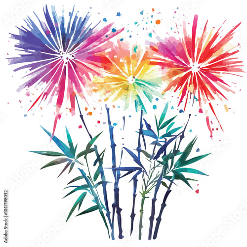 Elegant Watercolor Fireworks Bamboo Decoration