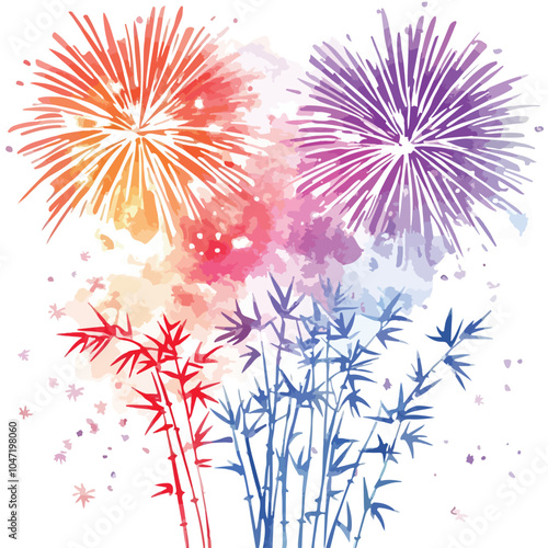 Elegant Watercolor Fireworks Bamboo Decoration