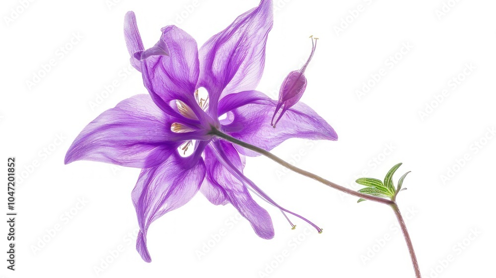 Backside View of a Delicate Purple Flower with a Bud Backside View of a Delicate Purple Flower with a Bud