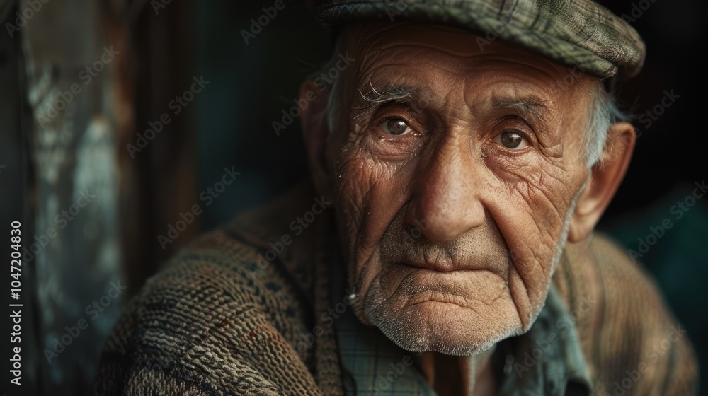 Close-up Portrait of an Elderly Man with Wrinkles and a Thoughtful Expression Close-up Portrait of an Elderly Man with Wrinkles and a Thoughtful Expression