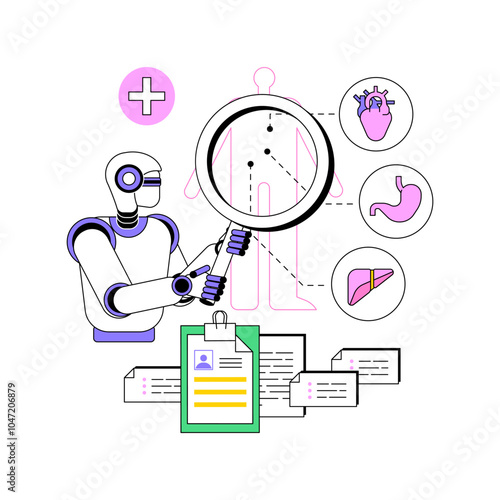 AI-Analyzed Patient Health Monitoring abstract concept vector illustration.