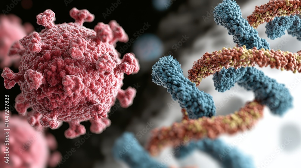 3D Rendered Virus and DNA Structure Medical Illustration 3D Rendered Virus and DNA Structure Medical Illustration