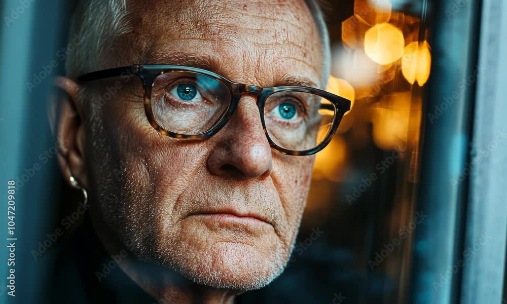 Close-up portrait of an older man with thoughtful expression. Close-up portrait of an older man with thoughtful expression.