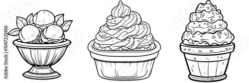 The doodle icons in this set represent yogurt and sour cream containers. This is a simple cartoon drawing, which can be viewed as a modern clip art illustration.