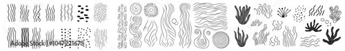Collection of hand-drawn squiggly dashed, dotted, and curved lines
