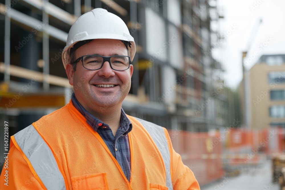 A worker or cyclist wearing safety gear, with no additional context A worker or cyclist wearing safety gear, with no additional context