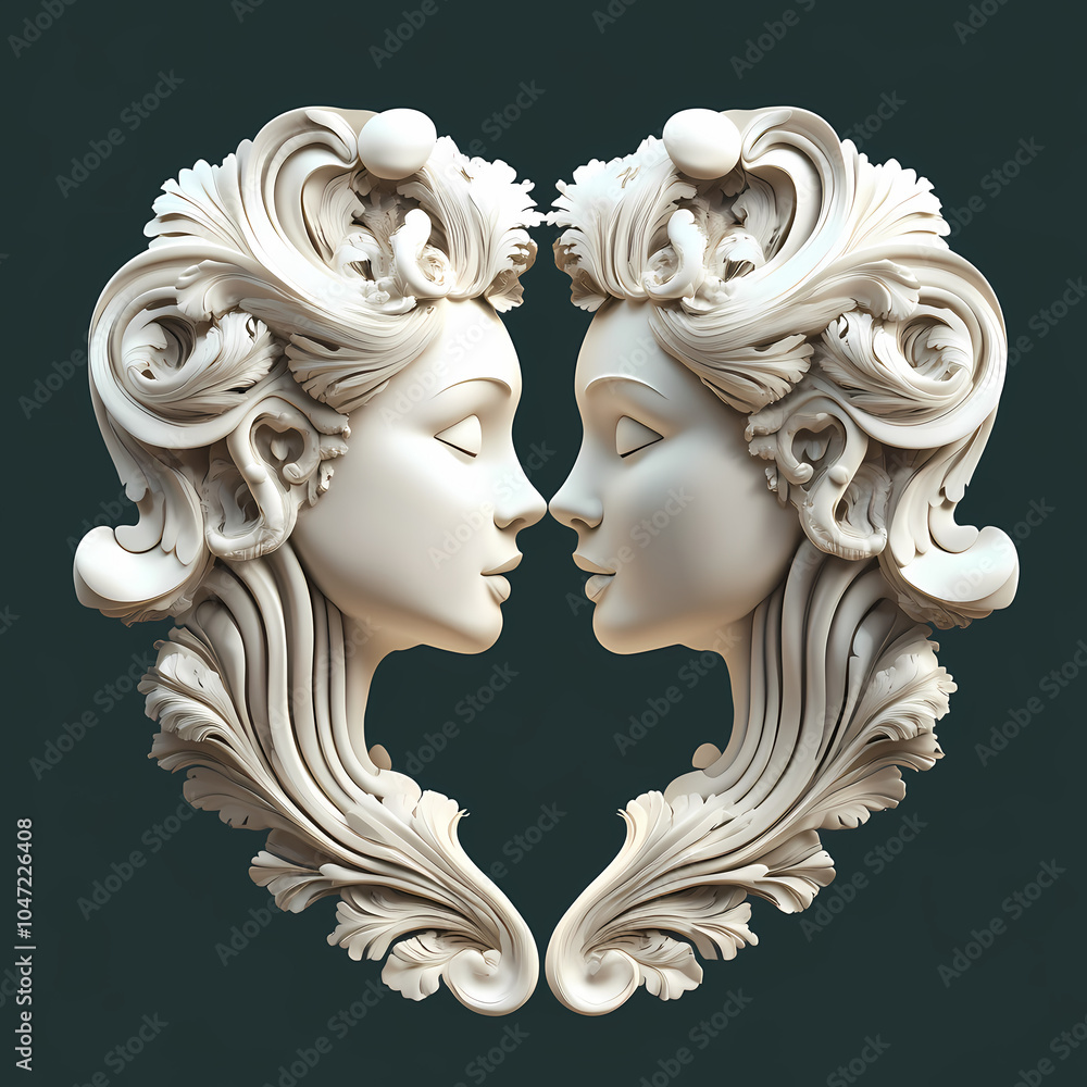 Obraz premium GEMINI zodiac 3d vector image