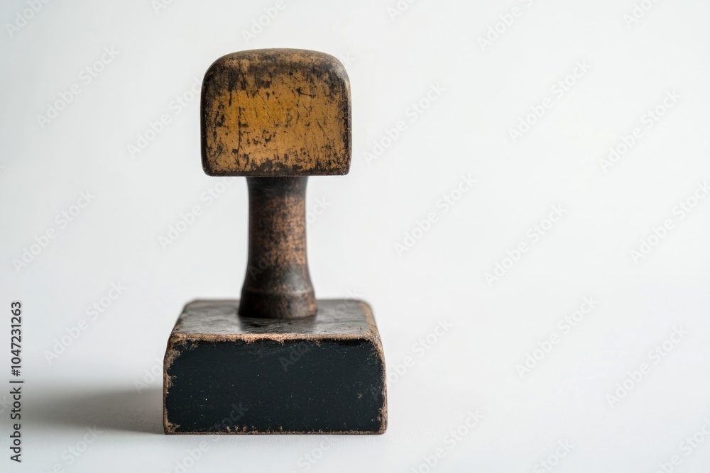 A wooden block with a hammer on top A wooden block with a hammer on top