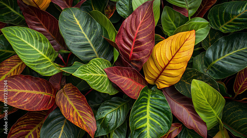 Vibrant Tropical Leaves: A Close-Up View of Nature's Beauty