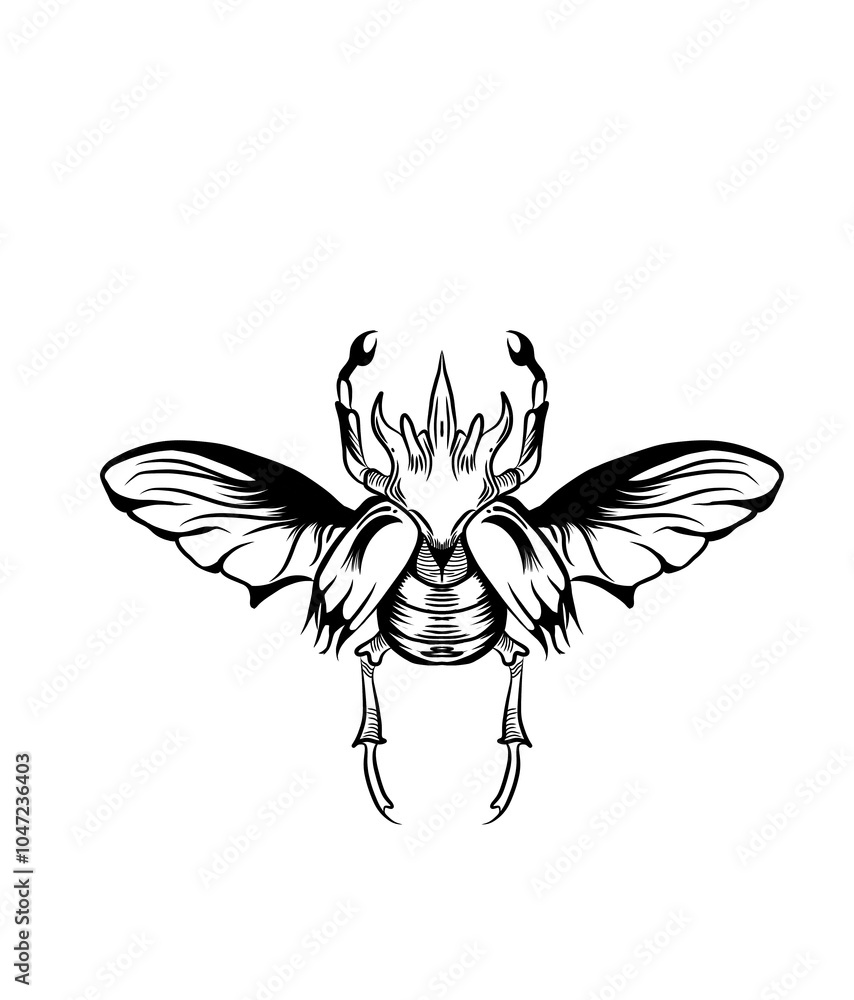 hand drawing of a hornet beetle hand drawing of a hornet beetle
