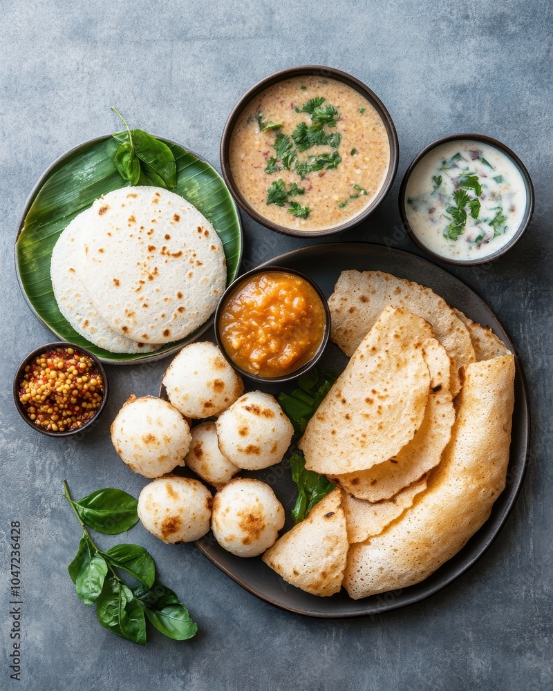 Overhead Shot of Well Laid Table with Indian Cuisine Overhead Shot of Well Laid Table with Indian Cuisine