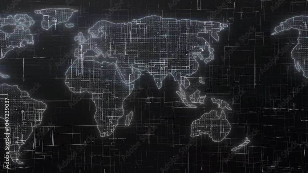 White glowing technology global map White glowing technology global map
