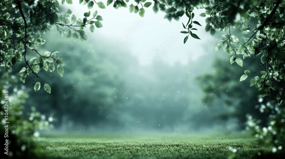 Fototapeta premium A blurry image of a natural landscape with obscured details, emphasizing the vastness and mystery of nature and encouraging the viewer to explore the scene with their imagination.