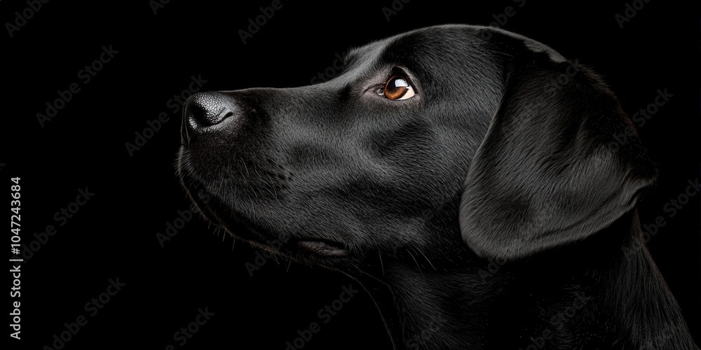 Black Labrador Retriever Dog Portrait Isolated on Black Background Black Labrador Retriever Dog Portrait Isolated on Black Background