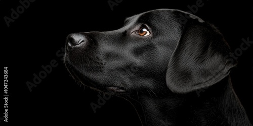 Black Labrador Retriever Dog Portrait Isolated on Black Background