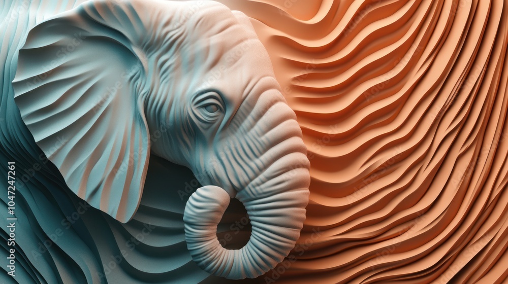 Animal design in 3D relief, simple yet bold color palette, high-resolution textures with smooth, layered patterns. Animal design in 3D relief, simple yet bold color palette, high-resolution textures with smooth, layered patterns.