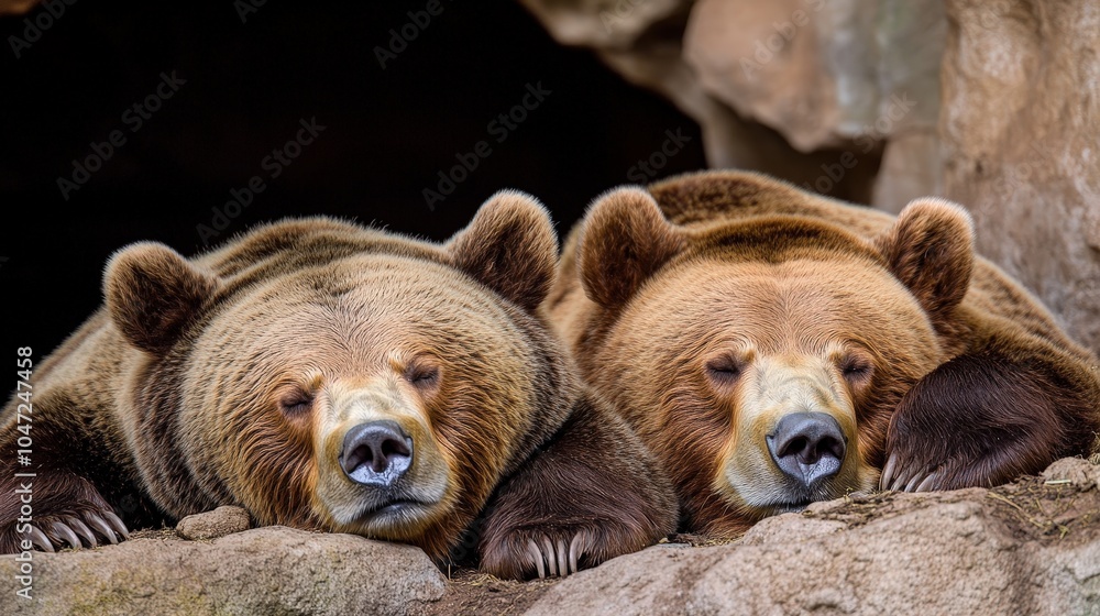 Obraz premium Bears Resting Together in Natural Habitat
