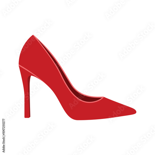 Red high heel shoe flat vector design isolated on white background