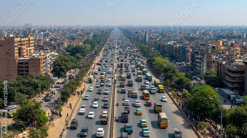 Busy Highway View in New Delhi from Above photo