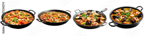 A paella pan clipart Spanish food element isolated on white and transparent background