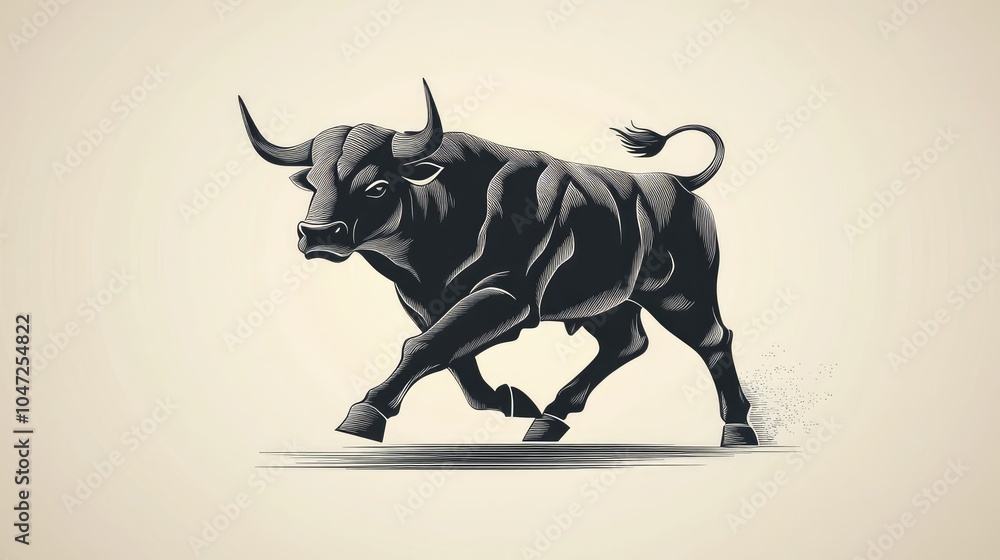 Black bull running wild splash effect illustration Black bull running wild splash effect illustration