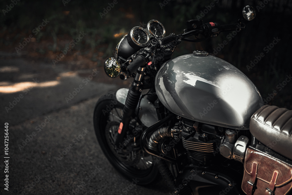 Motorcycle on the city street. Transportation background. Poster Motorcycle on the city street. Transportation background. Poster