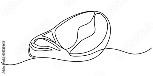 continuous one line vector drawing of pork knuckle.  Line art, Pork knuckle continuous line drawing. One line art of raw meat, meat on the bone, pork, Steak Line Icon, Outline Vector Symbol
