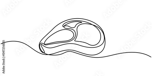 continuous one line vector drawing of pork knuckle.  Line art, Pork knuckle continuous line drawing. One line art of raw meat, meat on the bone, pork, Steak Line Icon, Outline Vector Symbol