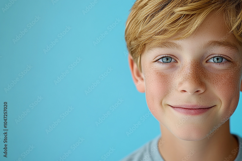 Fototapeta premium Portrait of smiling white cute teenage boy
