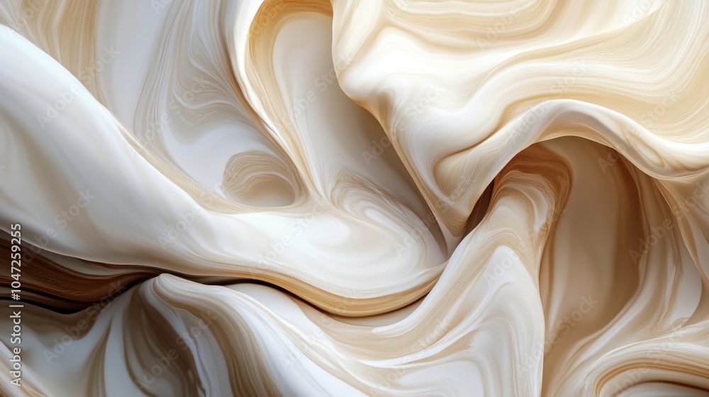 Dynamic marble pattern with swirling beige and white tones, flowing gently. Dynamic marble pattern with swirling beige and white tones, flowing gently.