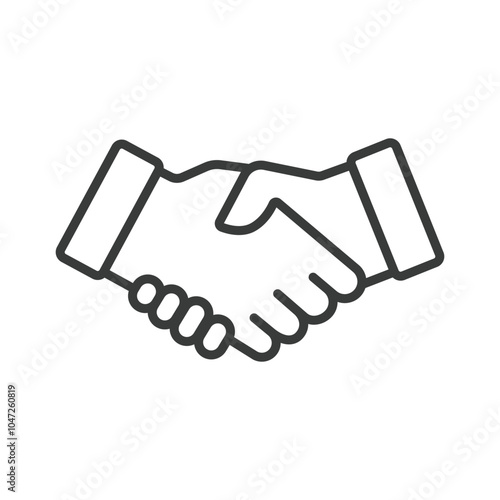 Hands Shake Business, in line design. Handshake, business, agreement, partnership, collaboration, negotiation, trust on white background vector. Hands Shake Business editable stroke icon